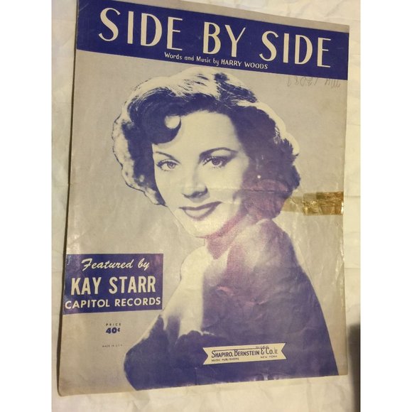 Side by Side Words & Music By Harry Woods Vintage 1953 Sheet Music - Picture 1 of 11